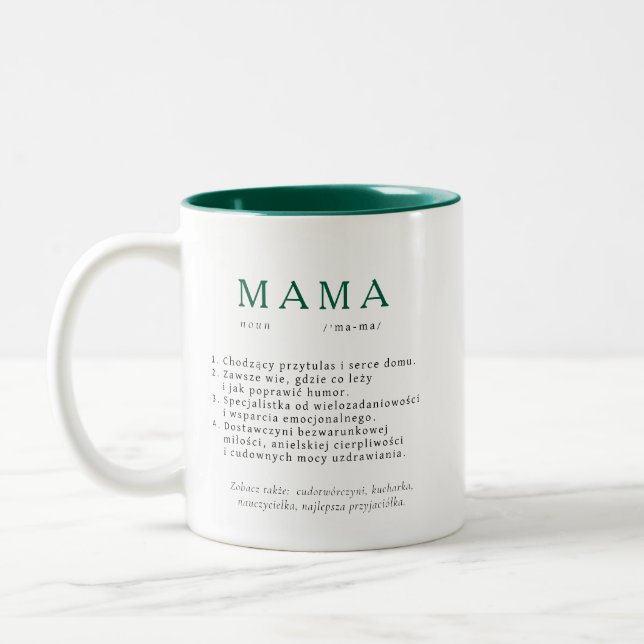 Polska Morsa Gift - MAMMA Definition Grönt Två-Tonad Mugg (Vänster)