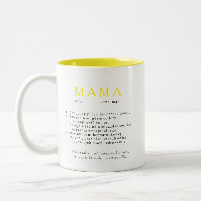Polska Morsa Gift - MAMMA Definition Gult Två-Tonad Mugg (Vänster)