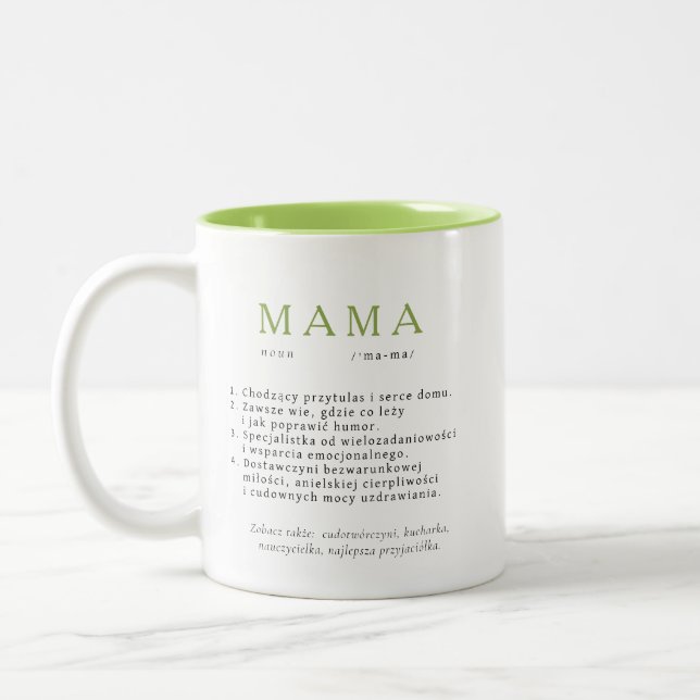 Polska Morsa Gift - MAMMA Definition Ljust grönt Två-Tonad Mugg (Vänster)