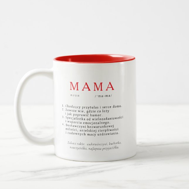 Polska Morsa Gift - MAMMA Definition Red Två-Tonad Mugg (Vänster)