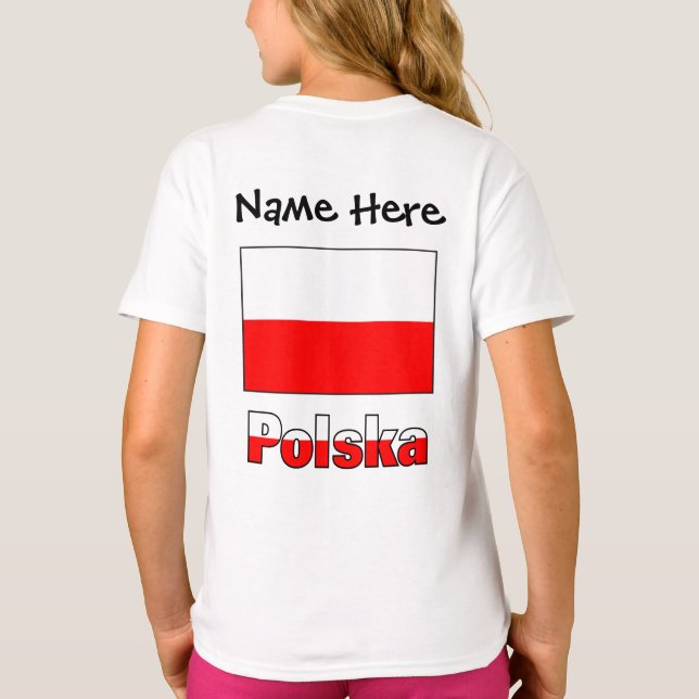 Polska och polsk Flagga Personlig T Shirt (Baksida)