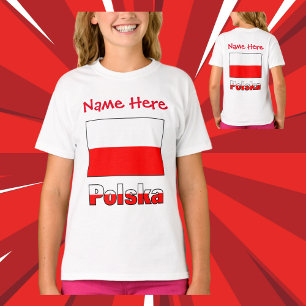 Polska och Polska Flagga Red Personalization Girl T Shirt