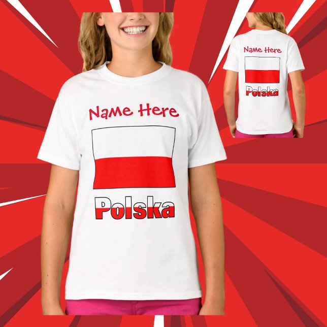 Polska och Polska Flagga Red Personalization Girl T Shirt (Skapare uppladdad)