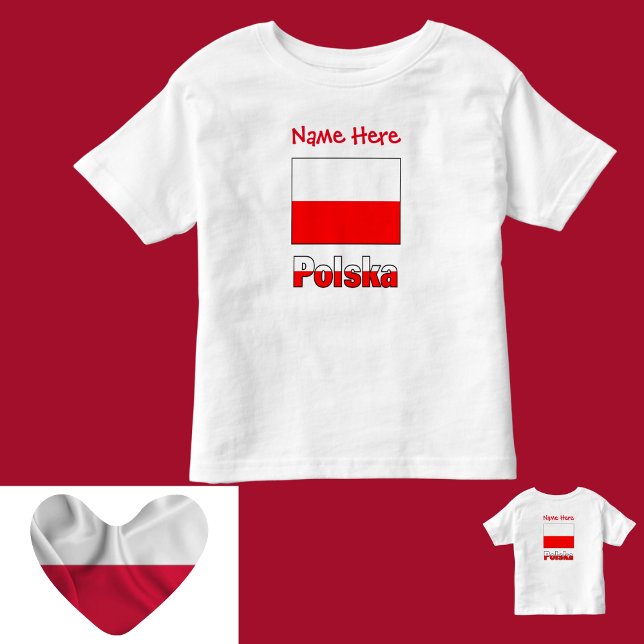 Polska och Polska Flagga Red Personalization T Shirt (Skapare uppladdad)