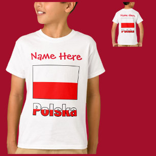 Polska och Polska Flagga Red Personalization T Shirt