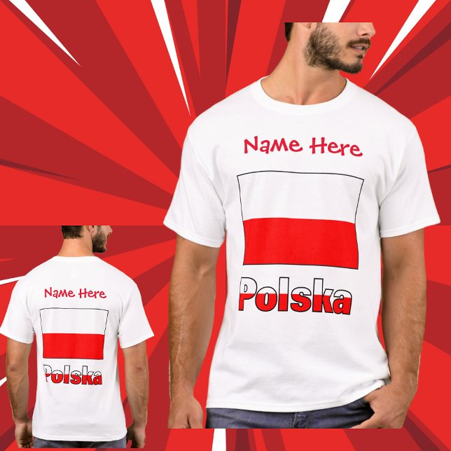 Polska och Polska Flagga Red Personalization T Shirt (Skapare uppladdad)