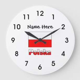Polska och polska Flagga Stor Klocka