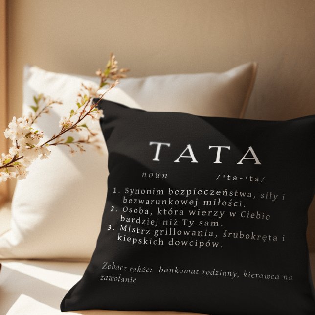 Polska Pappa Gift - TATA Definition Black Kudde (Skapare uppladdad)