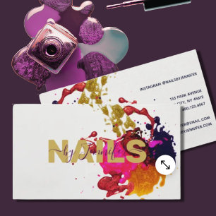 Polska plattformen Modern Lila Rosa Red Guld Nagel Visitkort