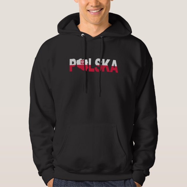 Polska Poland Flagga Basic Hoodie (Framsida)
