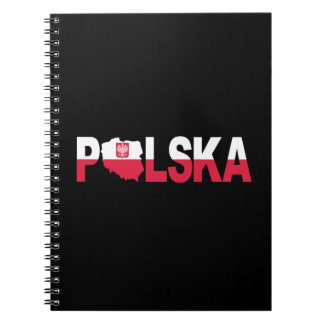 Polska Polen Flagga Karta Lettering Anteckningsbok