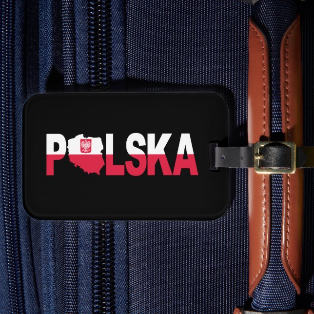Polska Polen Flagga Karta Lettering Bagagebricka (Framsida Insitu 4)