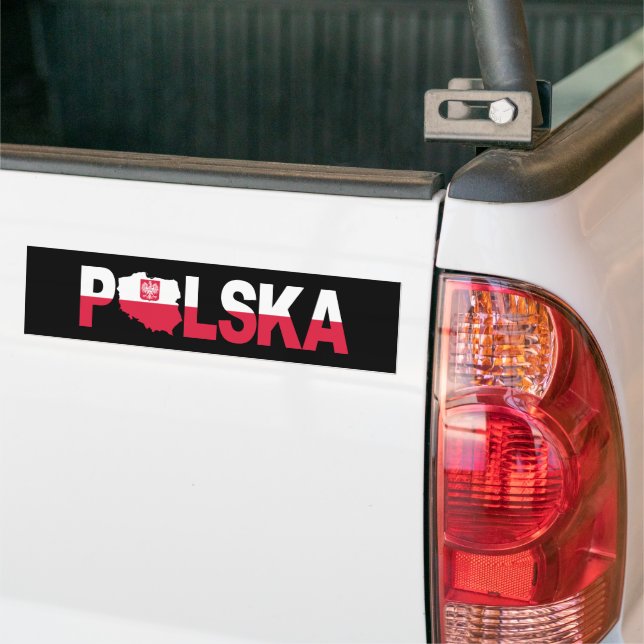 Polska Polen Flagga Karta Lettering Bildekal (På lastbil)