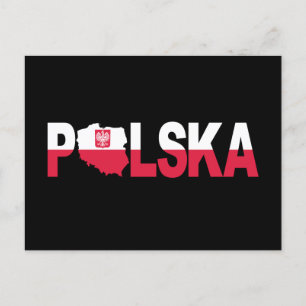 Polska Polen Flagga Karta Lettering Vykort