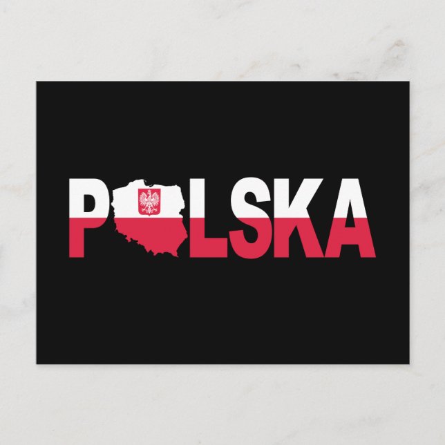 Polska Polen Flagga Karta Lettering Vykort (Framsida)