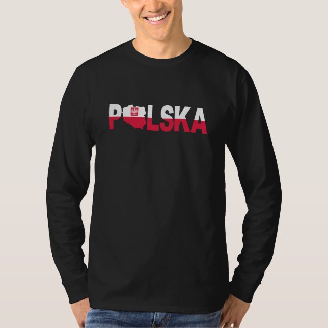 Polska Polska Flagga Långärmad T Shirt (Framsida)