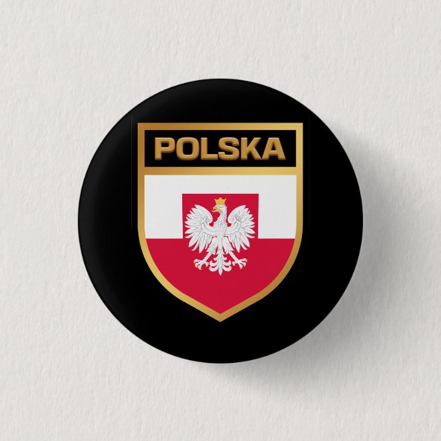 Polska/Polska Flagga Shield & Emblem Knapp (Framsida)
