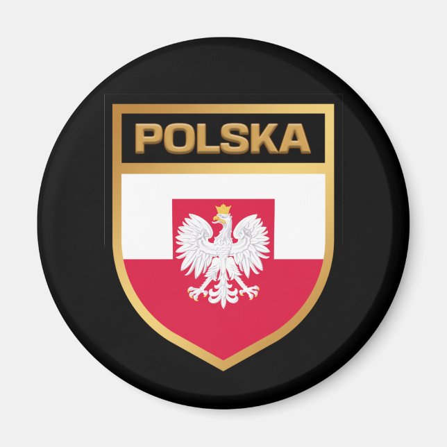 Polska/Polska Flagga Shield & Emblem Magnet (Framsidan)