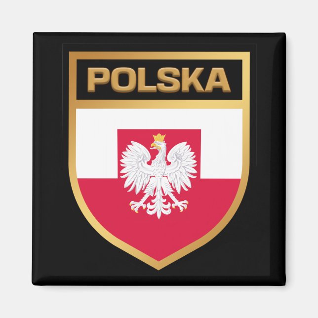 Polska/Polska Flagga Shield & Emblem Magnet (Framsidan)