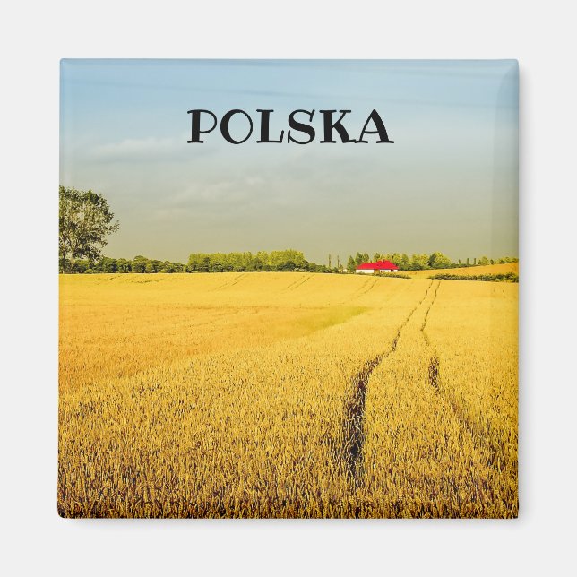 Polska Polska Landskap på landsbygden fält Magnet (Framsidan)