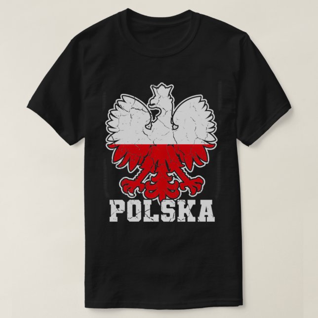 Polska Polska Polska Jackat av Arm Eagle Flagga Po T Shirt (Design framsida)