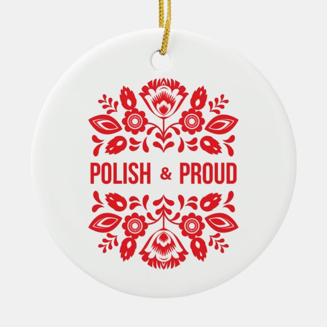 Polska Polska Red Flowers Julgransprydnad Keramik (Framsidan)