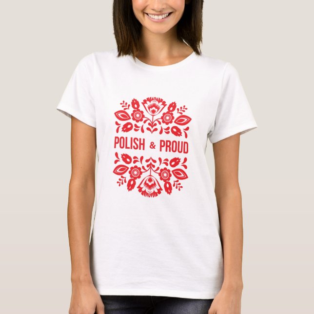 Polska Polska Red Flowers T Shirt (Framsida)