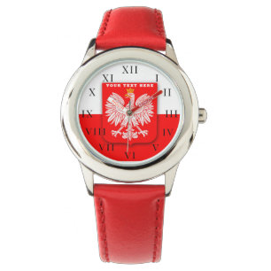 Polska Polski Flagga Emblem Armbandsur