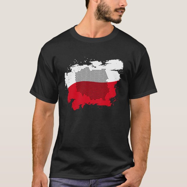 Polska Pridet Polen Flagga Polska Karta polsk Heri T Shirt (Framsida)