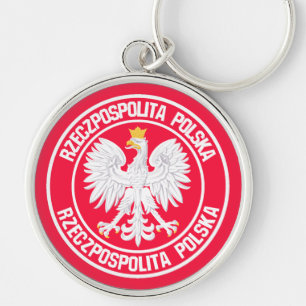 Polska rundabordssamtal rund silverfärgad nyckelring