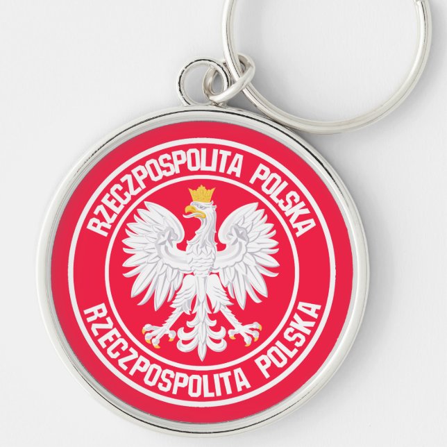 Polska rundabordssamtal rund silverfärgad nyckelring (Framsidan)
