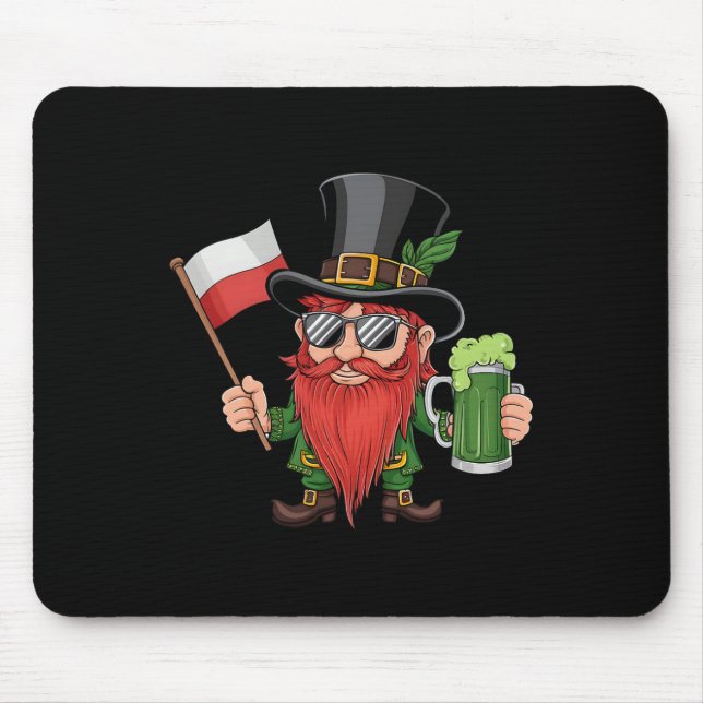 Polska St. Patrick-Dagen Polen Flagga Musmatta (Framsidan)