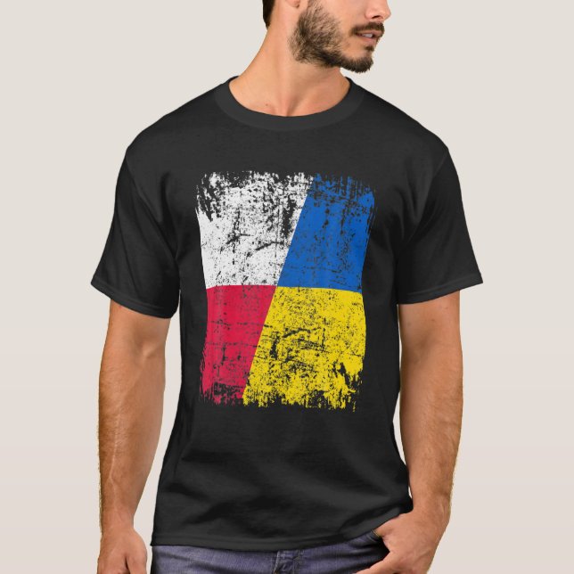 Polska stand med Ukraina Polska Ukraina Flagga Vin T Shirt (Framsida)