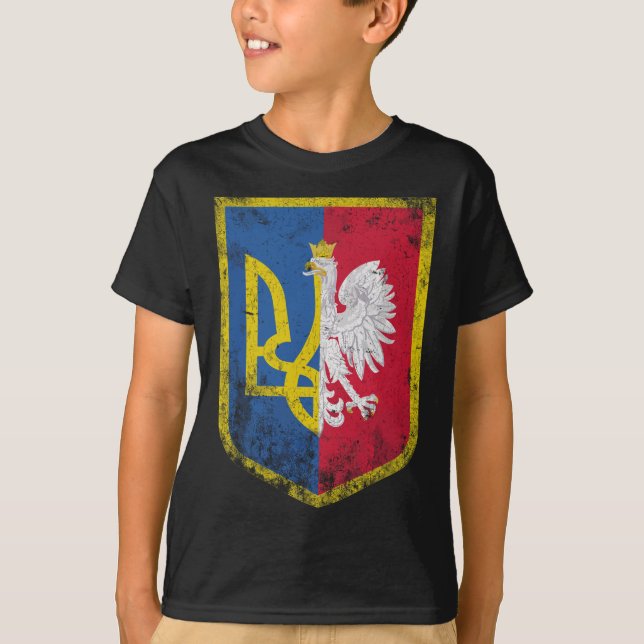 Polska Stands with Ukraina polska Ukrainska Flagga T Shirt (Framsida)
