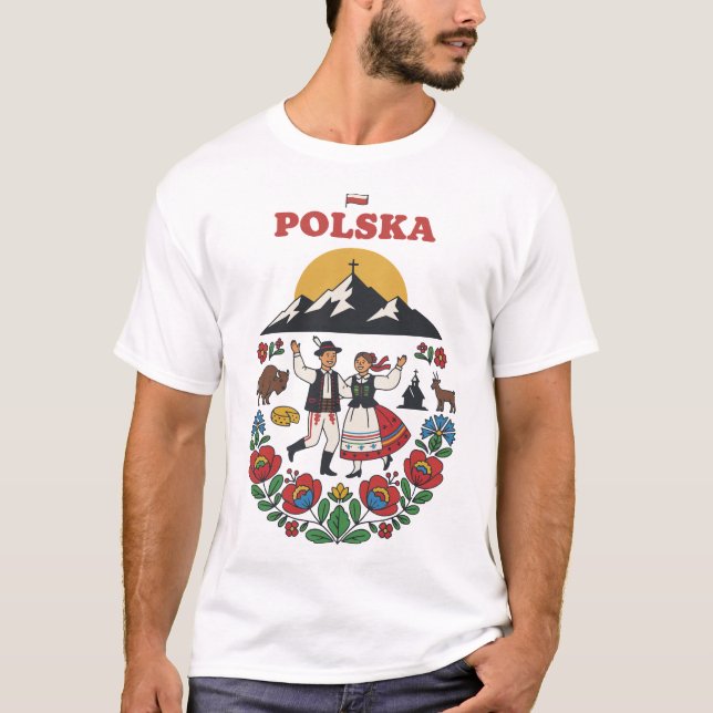 Polska Tatra Folklig Bergskonst T Shirt (Framsida)