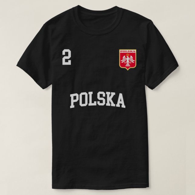 Polska teamet Sports Number 2 Fotboll Polska Flagg T Shirt (Design framsida)