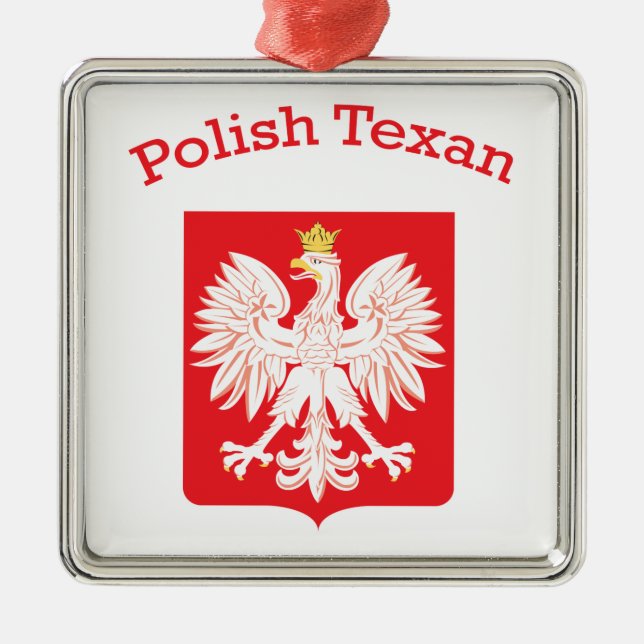 Polska Texan Eagle Shield Julgransprydnad Metall (Framsidan)