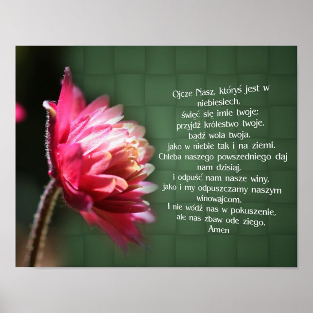 Polska Vår Far Lord's Prayer Flower Religiösa Poster (Framsidan)