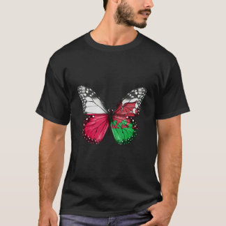 Polska Wales flagga fjäril T Shirt
