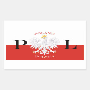 Polska White Eagle-Flagga Rektangulärt Klistermärke