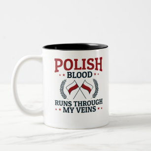 Polskt Blood Springa genom mina Veins Polen Polska Två-Tonad Mugg