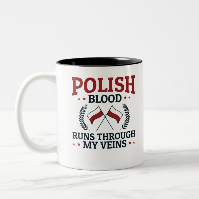 Polskt Blood Springa genom mina Veins Polen Polska Två-Tonad Mugg (Vänster)