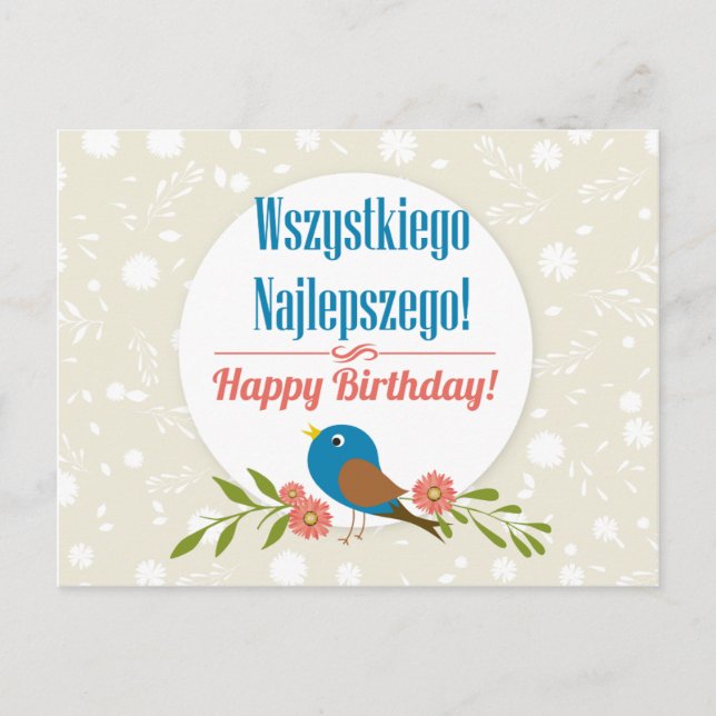 Polskt födelsedagskort vykort (Framsida)