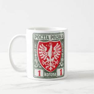 polskt frimärke för örn 1919 1k kaffemugg