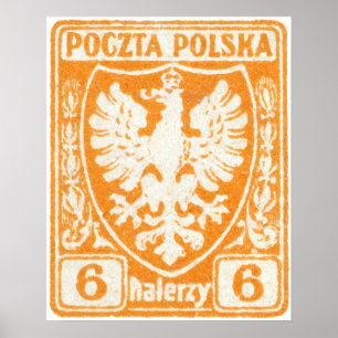 polskt frimärke för örn 1919 6h poster