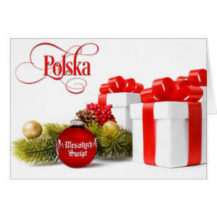 Polskt/Polski - god jul/Wesołych Świąt Hälsningskort