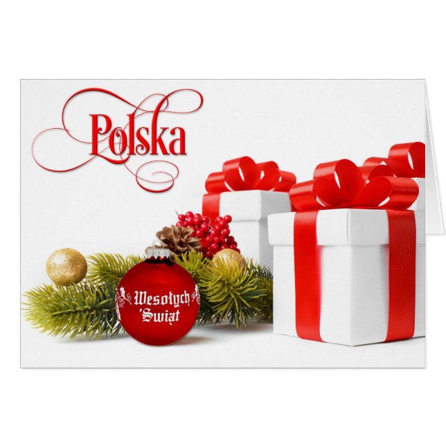 Polskt/Polski - god jul/Wesołych Świąt Hälsningskort (Framsidan Horizontal)