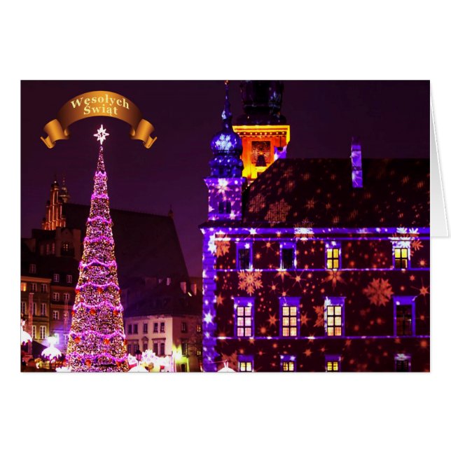 Polskt/Polski - god jul/Wesołych Świąt Hälsningskort (Framsidan Horizontal)