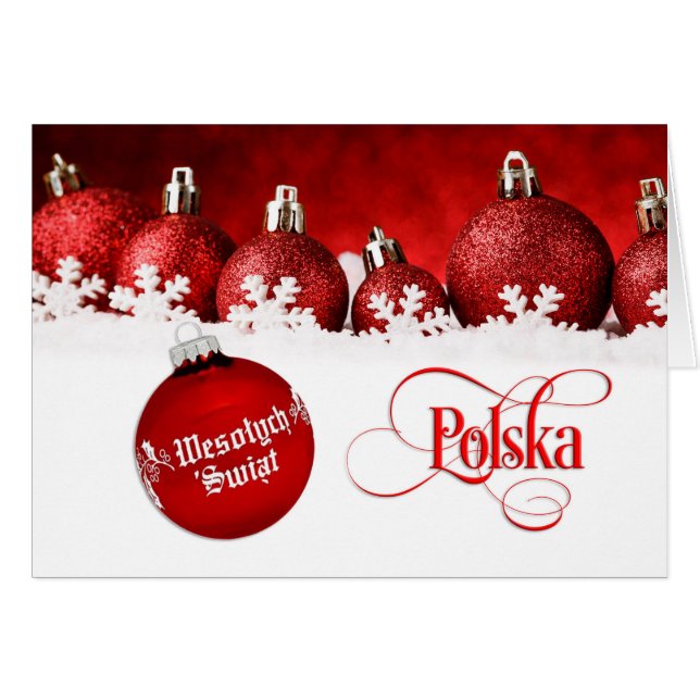 Polskt/Polski - god jul/Wesołych Świąt Hälsningskort (Framsidan Horizontal)