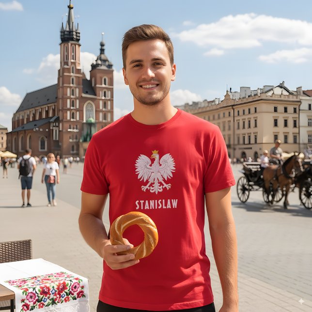 Polskt rödvita Eagle Polska-eget namn T Shirt (Skapare uppladdad)